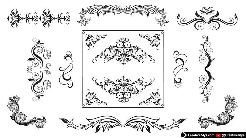 Elegant floral designs vector pack with decorative ornaments, borders, and flourishes – free download in AI, EPS, and SVG formats