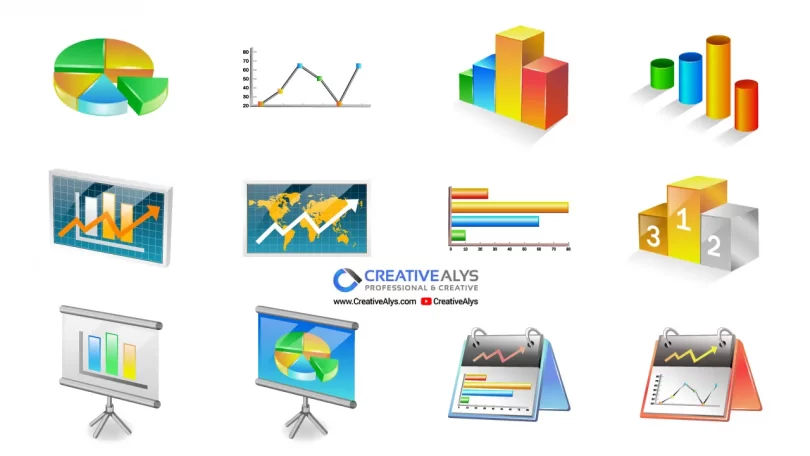 3D Business Graph Icons