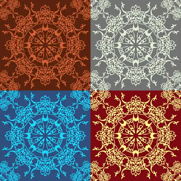 Elegant calligraphic seamless pattern vector pack with 8 color variations