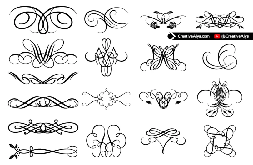 Elegant Flourishes & Swirls: Free Vector Art for Graphic Design