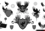 Heraldic elements and crests in vector AI, EPS, SVG formats for bold logo design