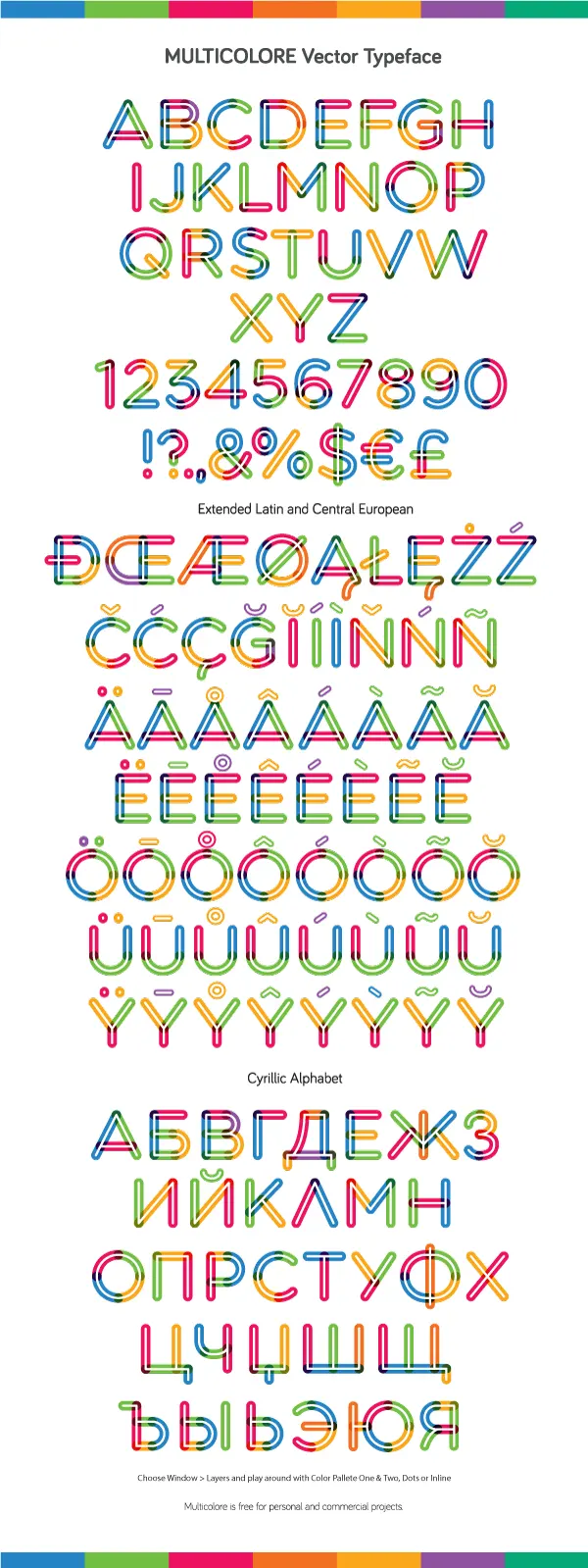 Multicolor Vector Typeface - NEON 1