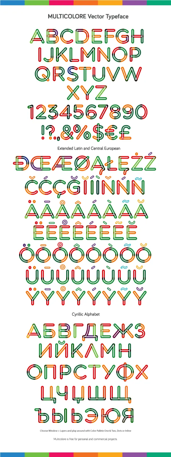 Multicolor Vector Typeface - NEON 2