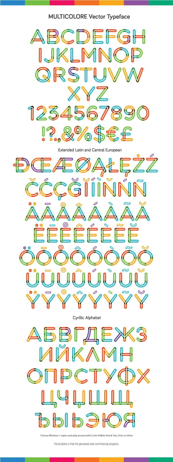 Multicolor Vector Typeface - NEON 3
