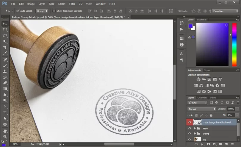 Rubber Stamp PSD Mockup