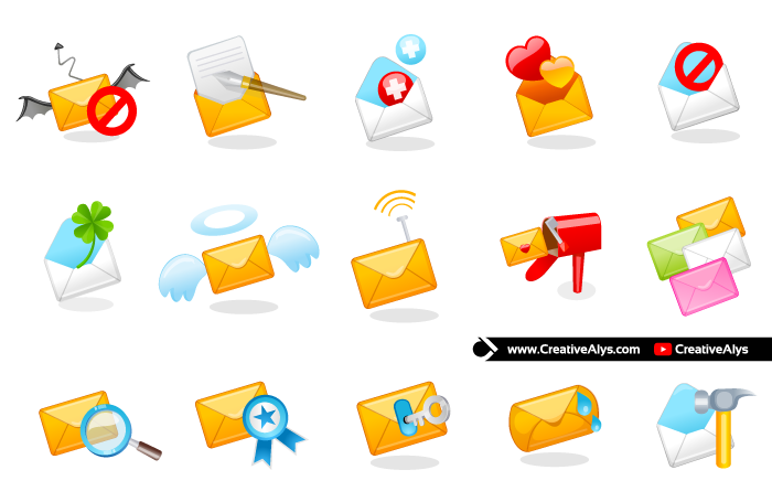 beautiful mail icons in vector