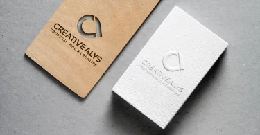 Cutout Wood Embossed Business Card MockUp