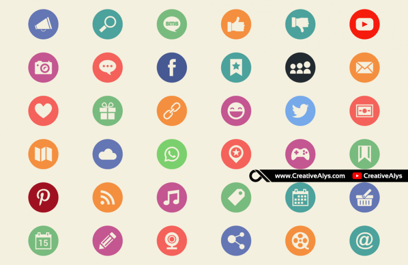 36-flat-social-media-web-icons