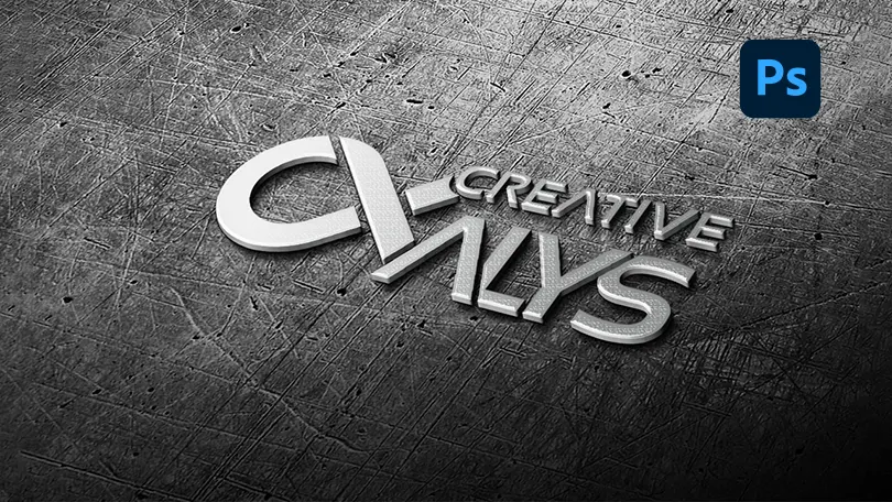 3D Steel PSD Logo Mockup