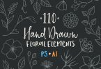 110-Hand-Drawn-Floral-Elements-featured