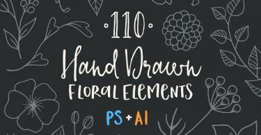 110-Hand-Drawn-Floral-Elements-featured