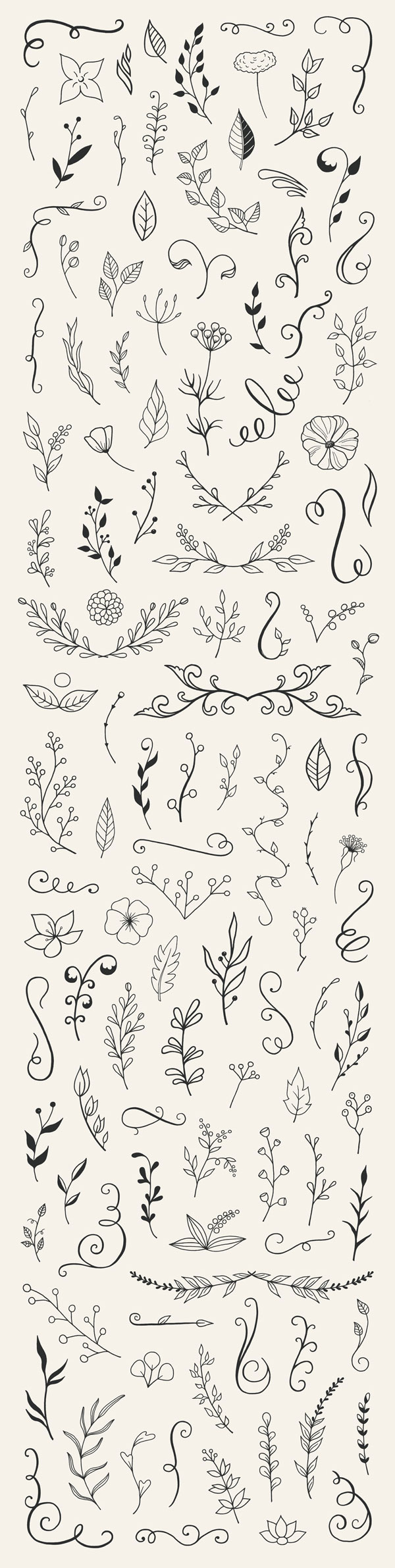 110-Hand-Drawn-Floral-Elements