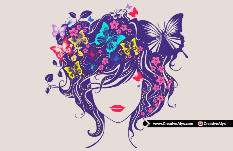 Beautiful-Woman-Head-Floral-Vector-Artwork