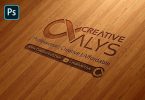 Wood Engraved Logo Mockup