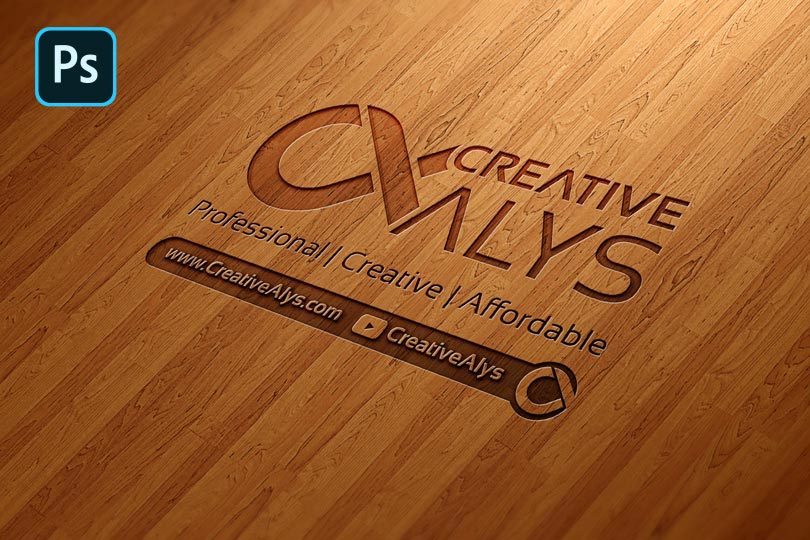 Wood Engraved Logo Mockup