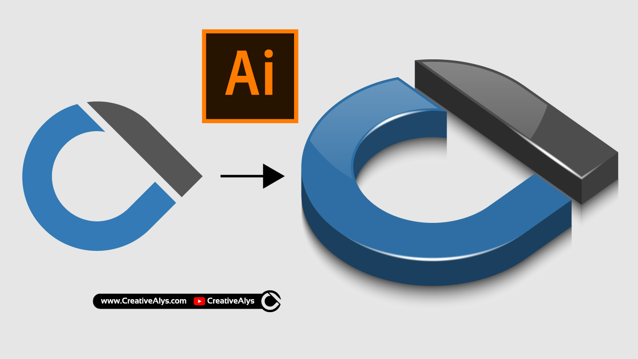 3d text logo illustrator