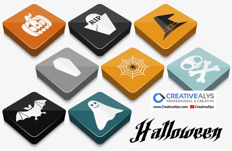 Halloween 3D glossy vector Icons