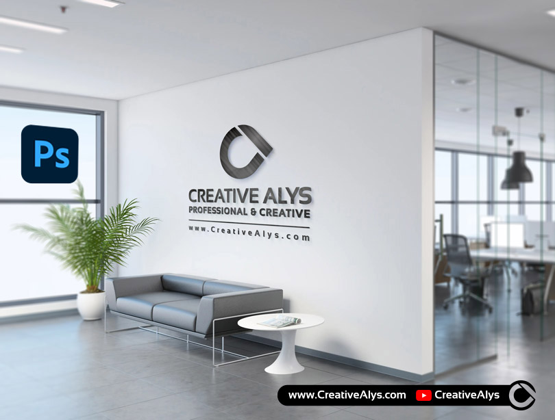 Office Wall Corporate Logo Mockup - Creative Alys