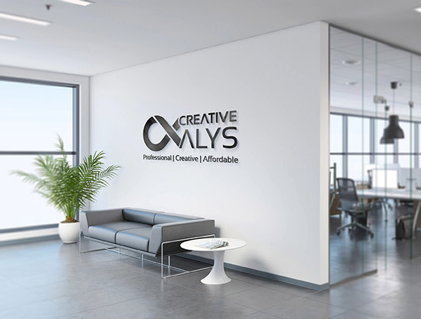 Office Wall Corporate Logo Mockup - Creative Alys