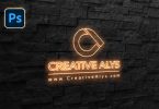 wall neon style logo mockup