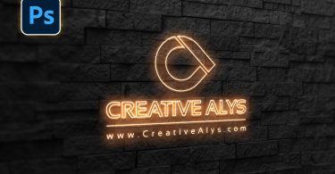 wall neon style logo mockup