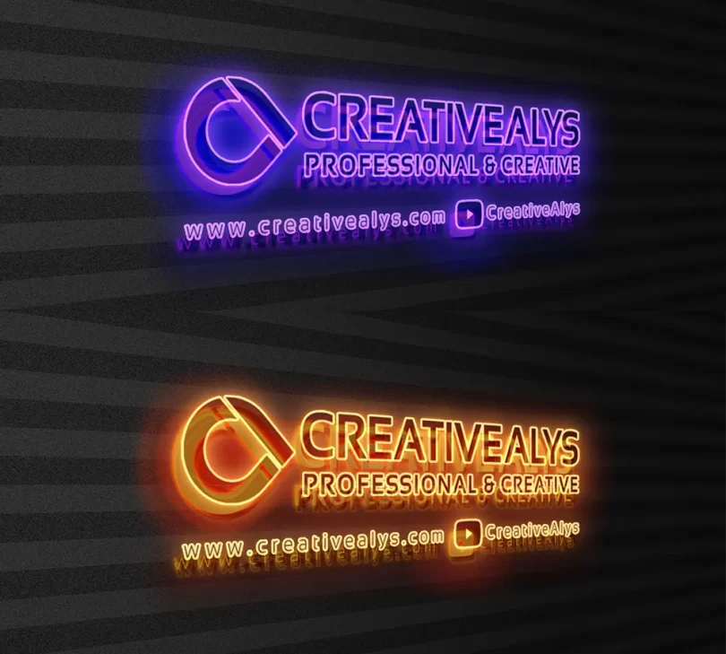 3D Neon Logo Mockup - Free PSD